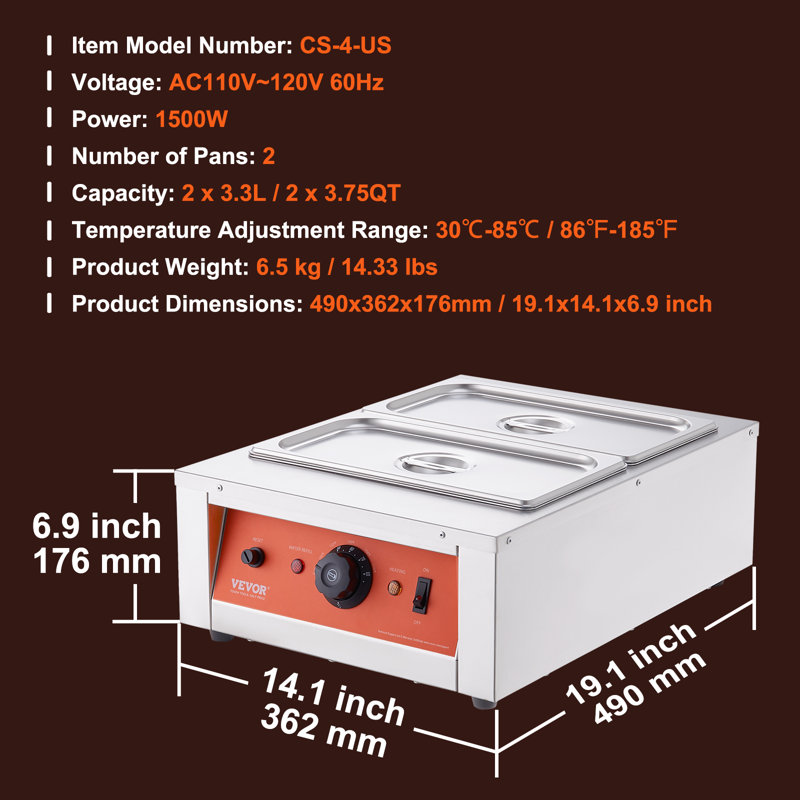 Machine à tremper le chocolat avec cuve 17,6 lb 2 cuves VEVOR