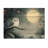 Owl In The Moonlight In Winter - Owl Animal Wood Wall Decor - On Natural Pine Wood-153469596