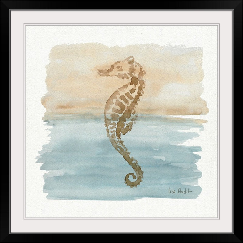 «Sand and Sea IV» par Lisa Audit, reproduction d'art, H 32 po x l 32 po x P 1 po, Cadre noir