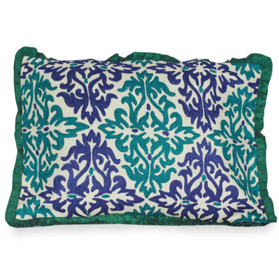 The Seema Ruffled and Embroidered Reversible Pillow Cover