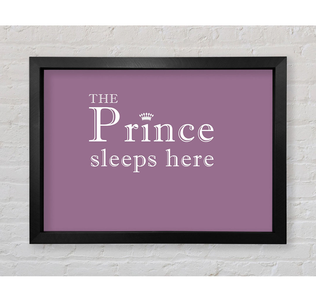 Boys Room Quote The Prince Sleeps Here Dusty Pink - Einzelne Bilderrahmen Kunstdrucke