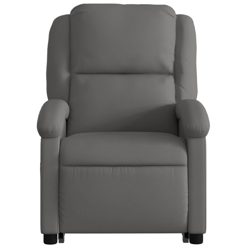 Recliner Chair, Adjustable Backrest/ Footrest, Real Leather, Gray Genuine Leather, Manual