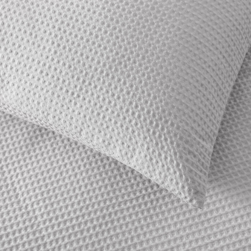 Waffle Pique Standard Cotton Reversible 3 Piece Comforter Set, King Comforter + 2 King Shams, Black