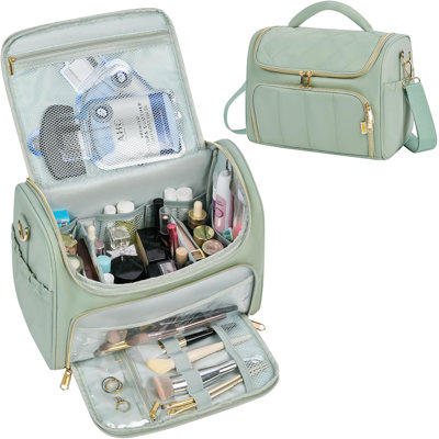 Trousse de toilette de voyage, sac de rangement pour trousse de toilette pour femme de grande taille, vert