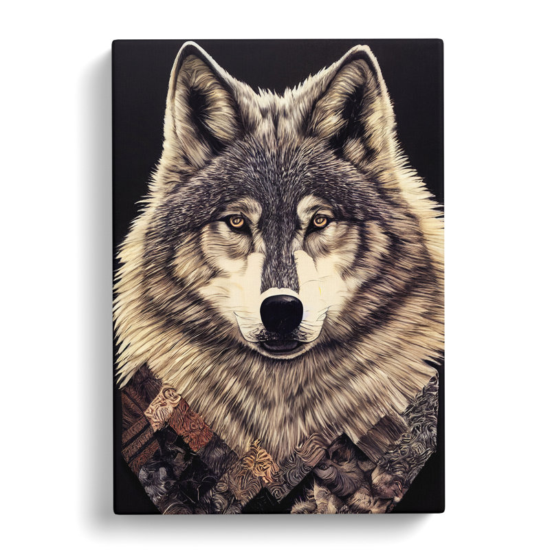 CAN-V0523-2918X Wolf Patchwork Vol.1 1 Piece Wrapped Canvas Wall Art, 60cm H x 40cm W x 3cm D