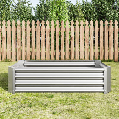 Jardinière surélevée en métal argenté de 421 pieds carrés pour légumes, fleurs et herbes aromatiques - Stable et durable pour la culture d'herbes aromatiques et de fleurs.