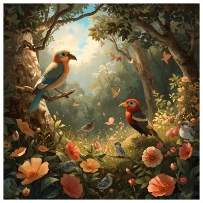 Colorful Forest Birds Comforter