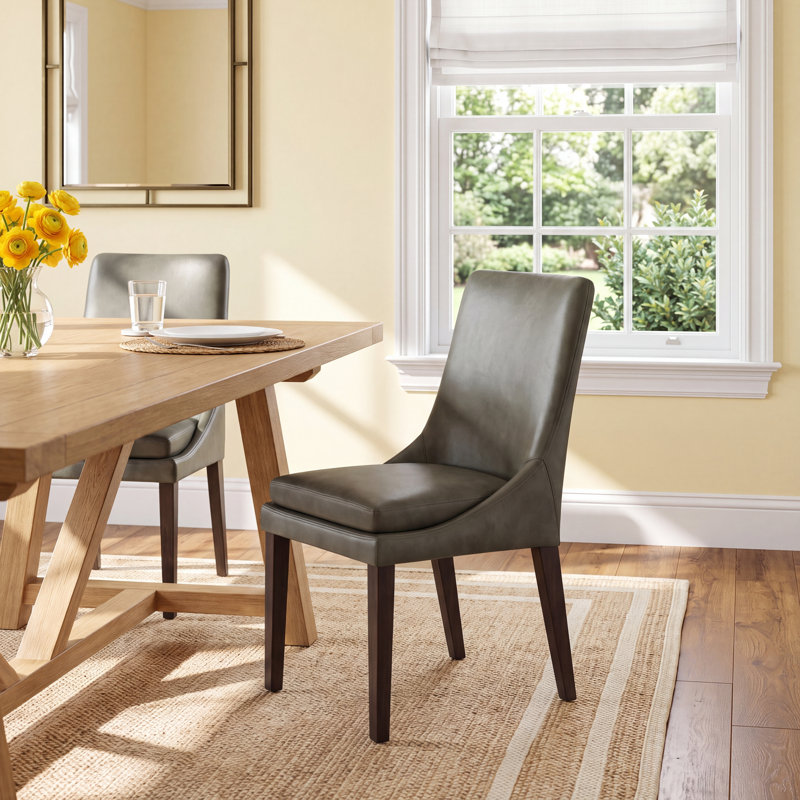 Chaise d'appoint en cuir Niara, Cuir véritable gris foncé Impression