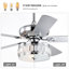 Ventilateur de plafond chromé 3 lumières 52 "+ télécommande, maison de campagne traditionnelle rustique bohémien rustique chalet transitionnel pour la maison, la cuisine, le salon