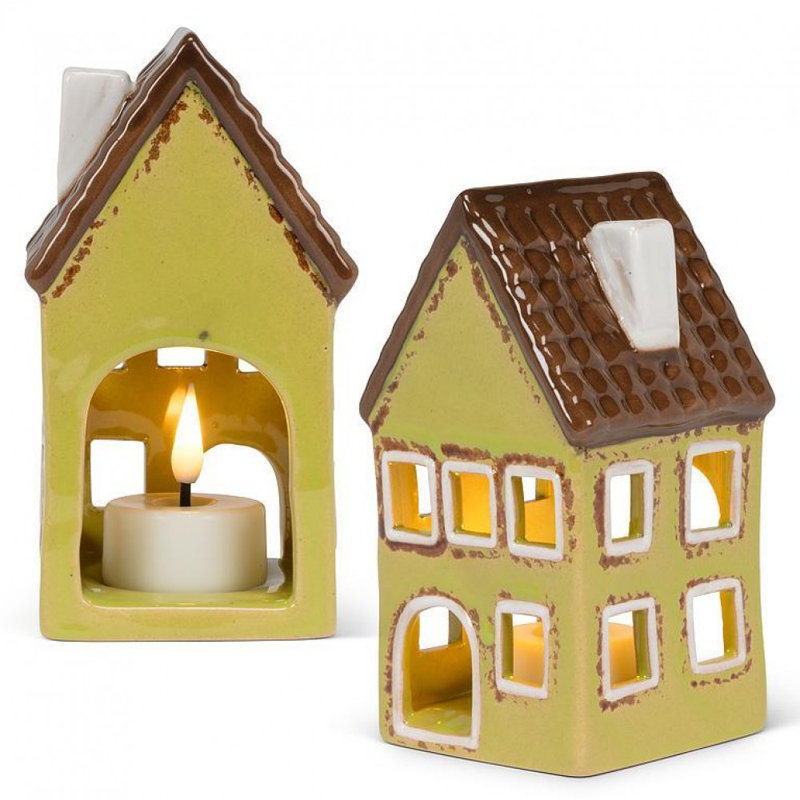 Tall House With Windows Tealight Candle Holder
