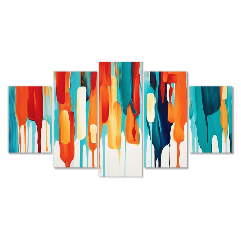 Cynthie - Art mural abstrait 5 pièces, 32" H x 60" W