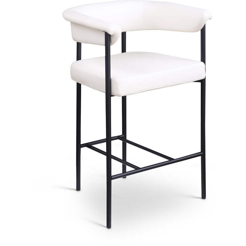 Tabouret de comptoir Malin, Crème végétalien en cuir