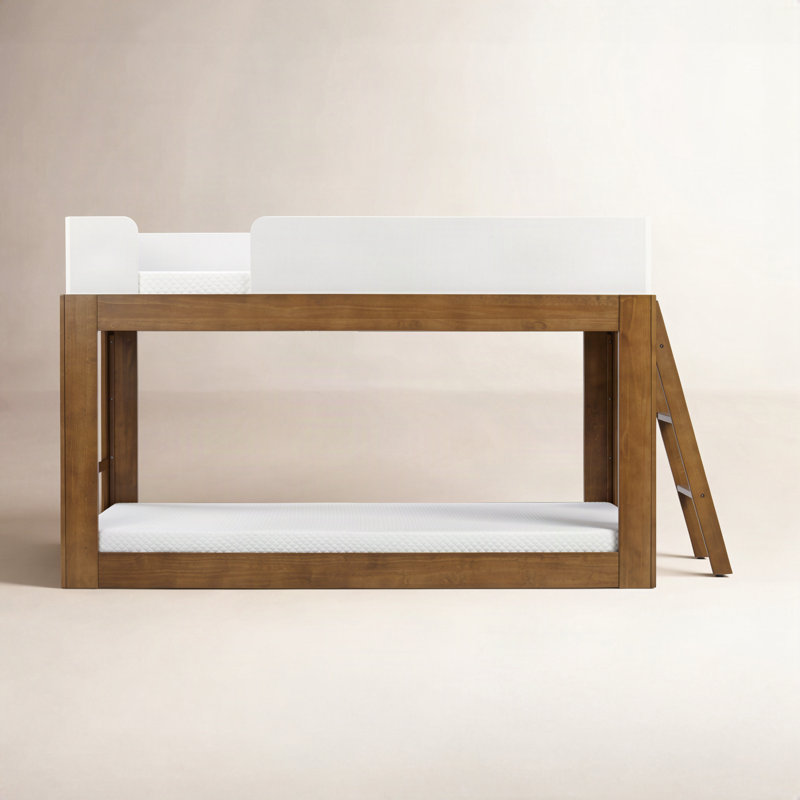 Lit superposé simple en bois massif Ambur, Blanc / pacane