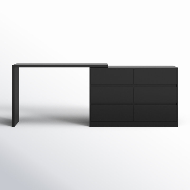 Commode double 6 tiroirs l 51,2 po Ameyaa, Noir