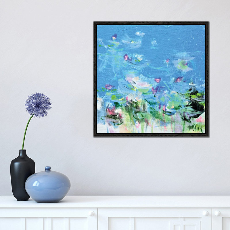 Giverny Study N°7 by Annette Schmucker - Painting on Canvas, Black Framed, 45.72 cm H x 45.72 cm W