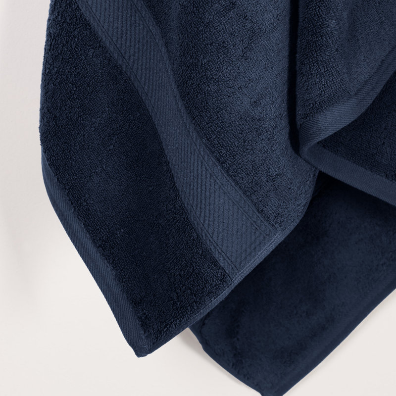 800 GSM Certified Egyptian Cotton Bath Towel Set, Navy Blue