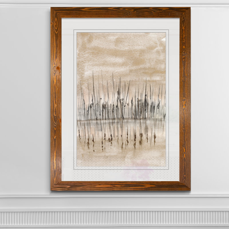 « marshline reflection ii »-image, reproduction d’art, H 38 po x l 28 po x P 1,25 po, Papier avec cadre brun, Blanc