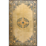 Ivory Cream Color Antique Greek Key Pattern Peking Oversized Chinese Carpet