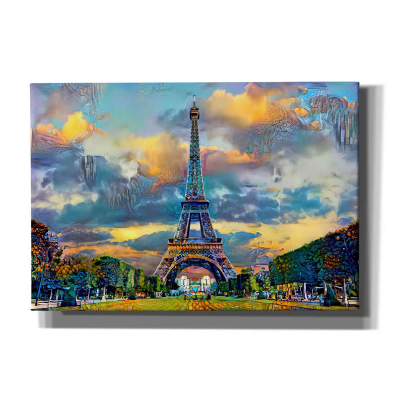 «Paris France Eiffel Tower from Champ de Mars» par Pedro Gavidia, art mural sur toile, H 18 po x l 26 po x P 0,75 po
