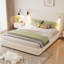 King Size Upholstered Platform Bed Frame with High Wingback Headboard, Built-In Reading Lamp and USB Charging Port, Soft Fabric Foam Padding, No Box Spring Needed
