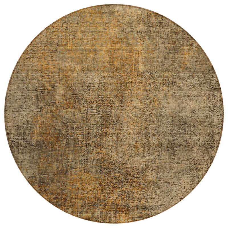  Azarael Machine Washable Indoor/Outdoor Rug, Round 8'