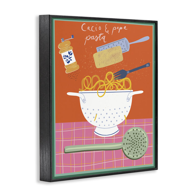  Art rétro de giclée de pâtes italiennes rétro par Jo Reid, H 30 po x l 24 po, Giclée encadrée noir minuit