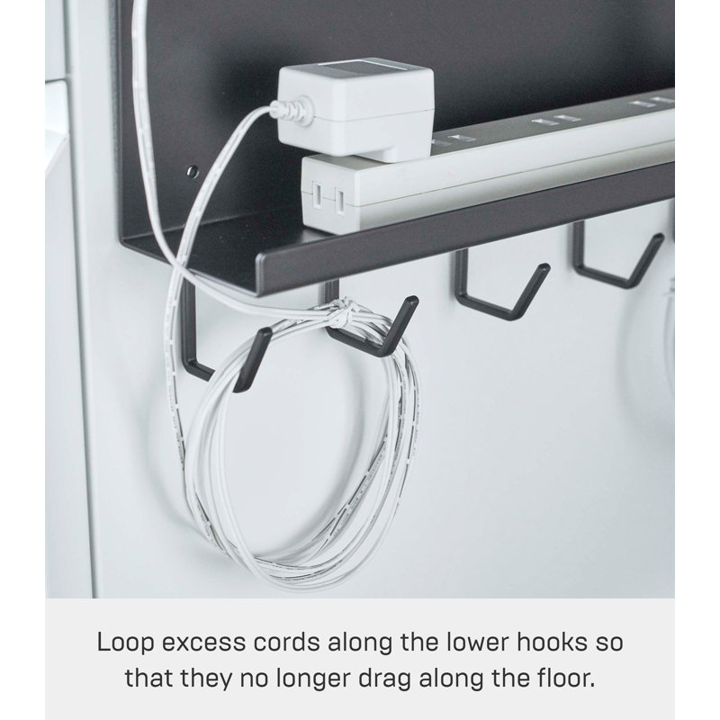 Black Steel Wall-Mount Cable and Router Storage Rack