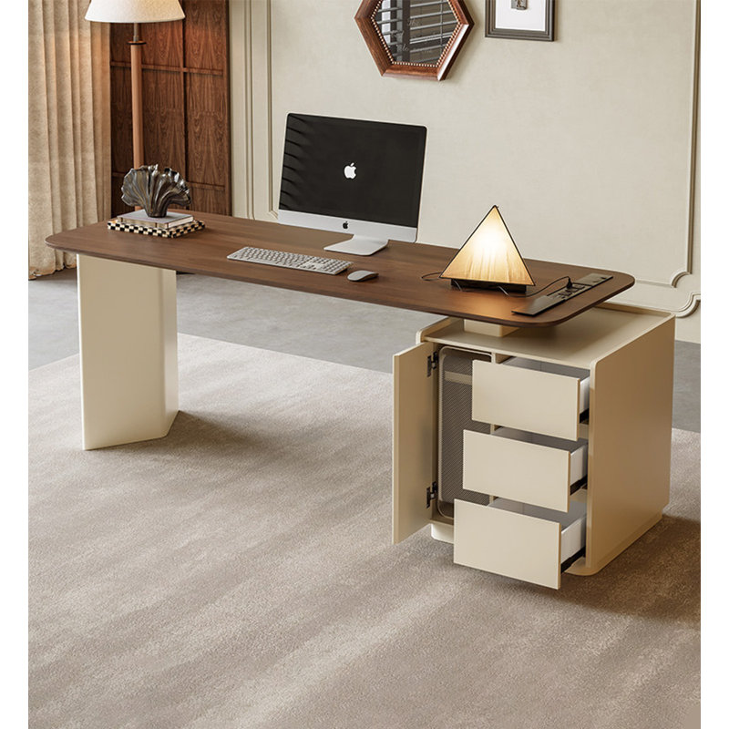 Bureau moderne en bois massif minimaliste, H 29,53 po x l 72,83 po x P 27,56 po