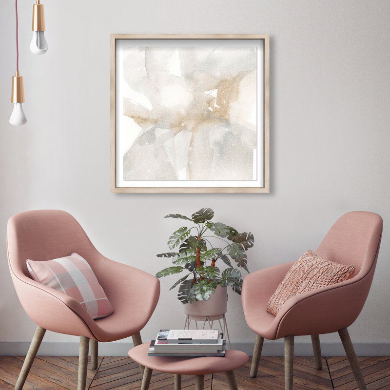 Neutral Flow II Shadowbox Abstract Print by Oliver Gal, Black Frame, 12 x 12, 25.5"H x 25.5"W, Natural Oak Frame