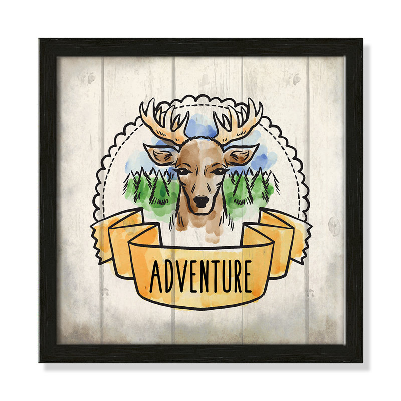 Adventure is out There 1, art encadré, 12" H x 12" W x 1.18" D, Cadre boîte à grain de bois noir