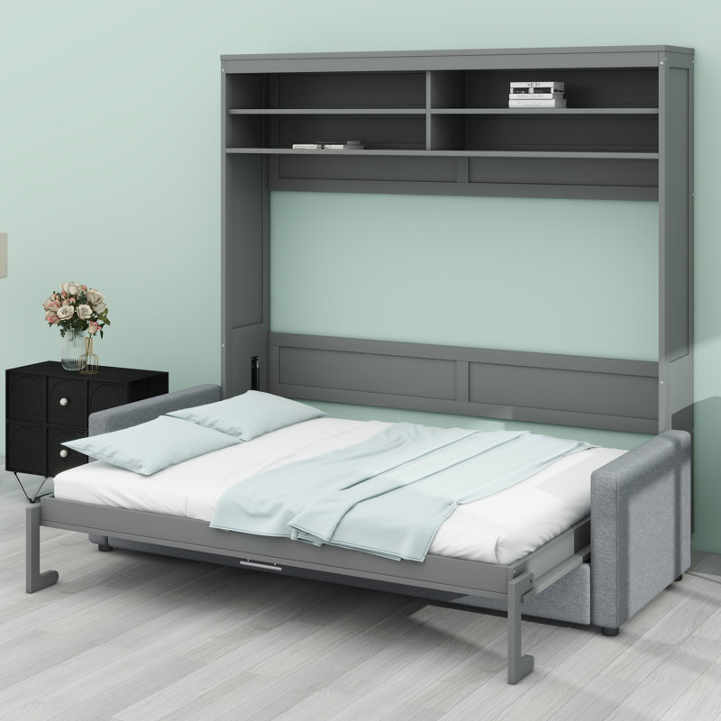 Murphy Bed Wall Bed With Sofa, Gray