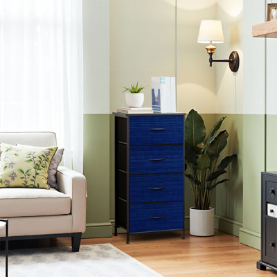 Commode pour commode de chambre à coucher pour placard texturé bleu subtil Striations Commodes et commodes de rangement en tissu avec bacs de rangement à 4 tiroirs
