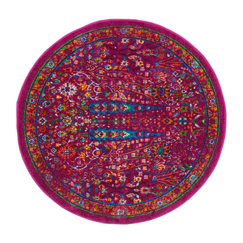 Floral Indoor Rug, Round 4'