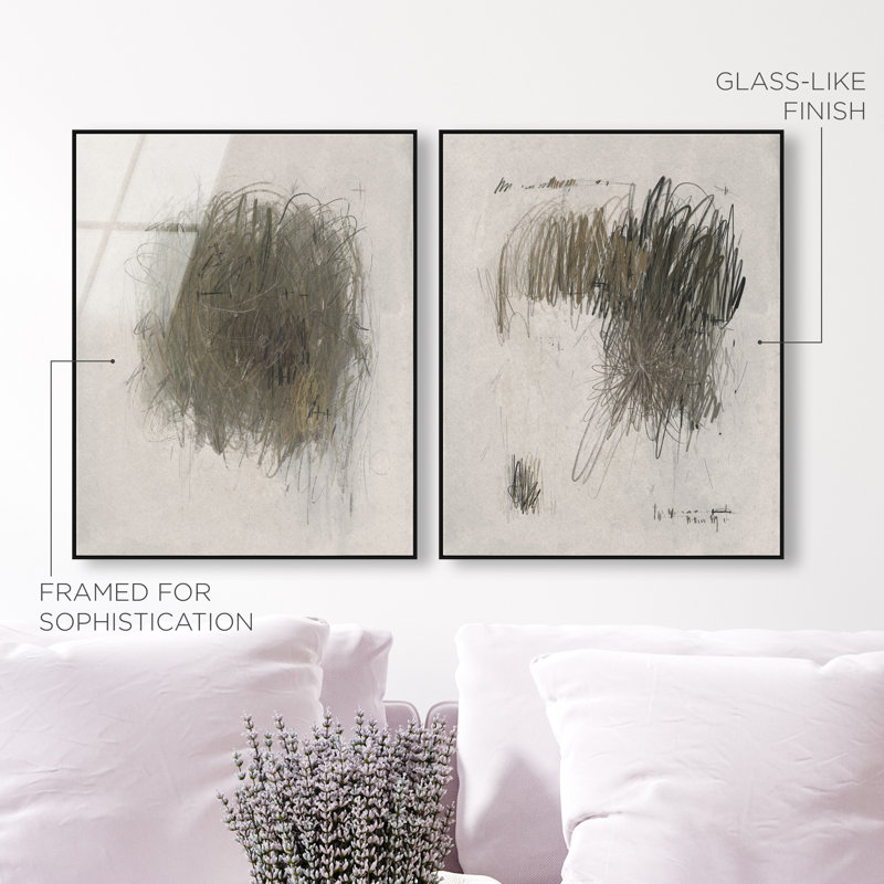 Modernist Sketch Set Set by Oliver Gal, 25"H x 31"W, Black Floater Frame