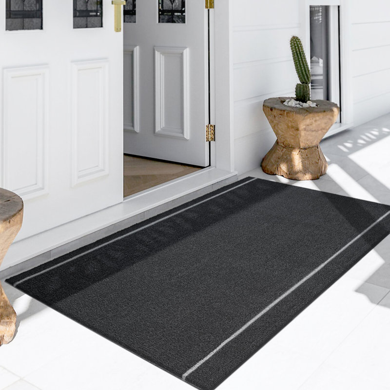 Diovanni Rubber Non-Slip Indoor and Outdoor Doormat, Black, 35" W x 59" L