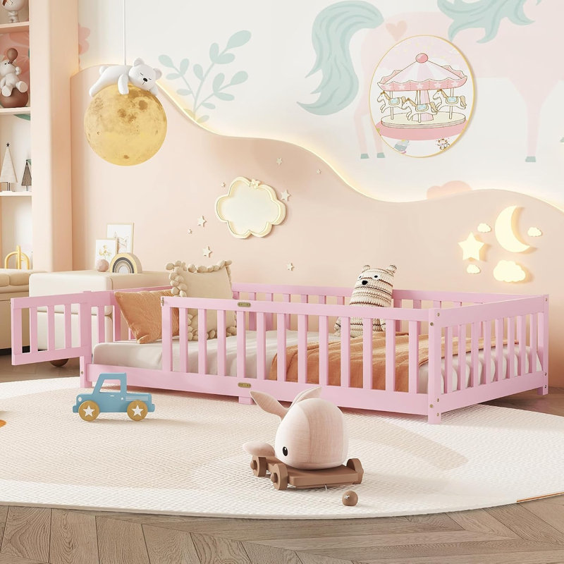 Lit de sol Bellemave Montessori, simple, rose, Pink