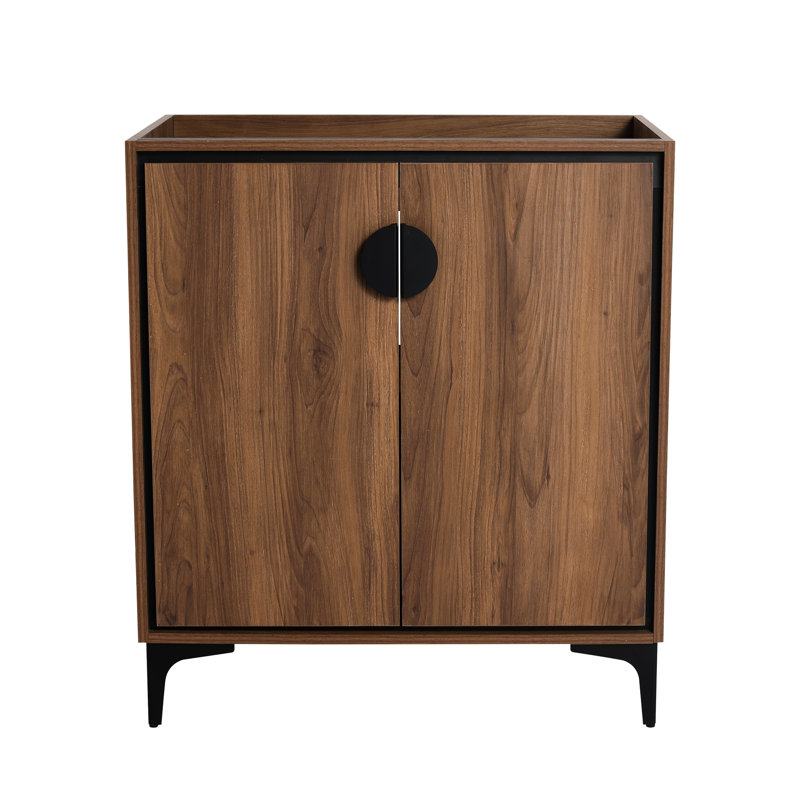 Armoire de salle de bain 30 po, autoportante, 2 portes, bois d'ingénierie, rouille, brun, finition de style américain