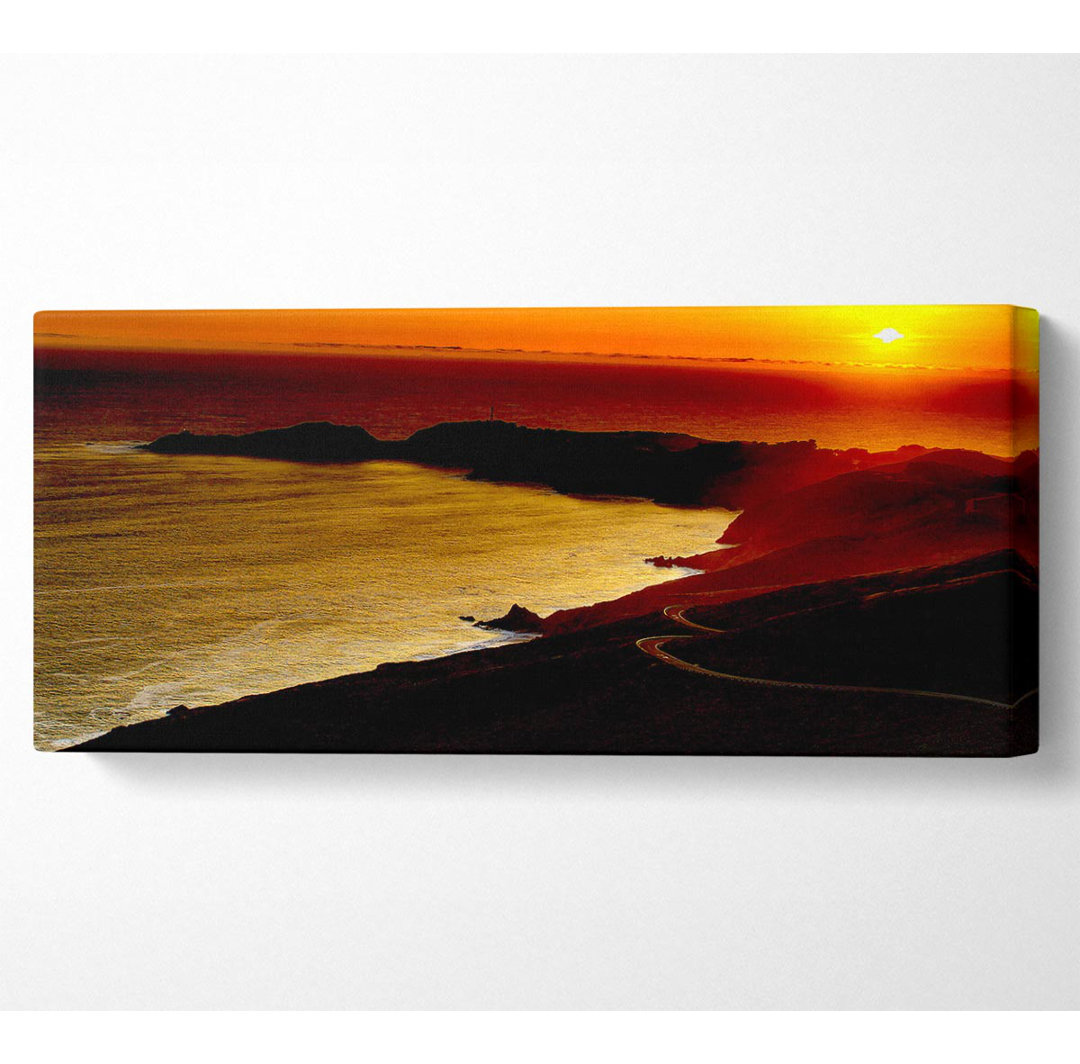 Sonnenuntergang in San Francisco - Panorama-Kunstdrucke auf Leinwand - Wrapped Canvas