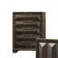 Mobilier de chambre à coucher style transitionnel 1 pièce avec pieds biseautés en métal et 5 tiroirs en queue d'aronde avec finition espresso
