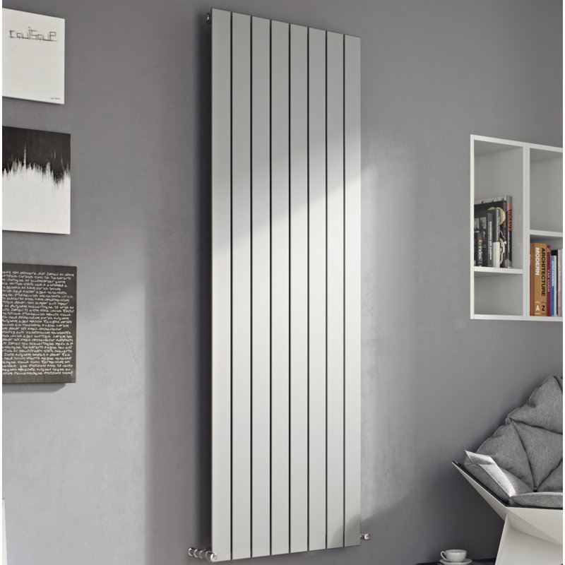 Andrew Vertical Designer Radiator, Silver, 120 cm H x 59.5 cm W x 7.1 cm D