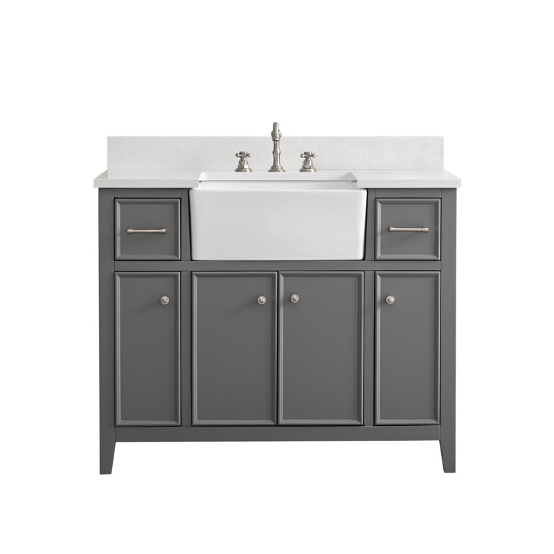 Meuble-lavabo simple 42 po Aisa, Gris / Nickel brossé
