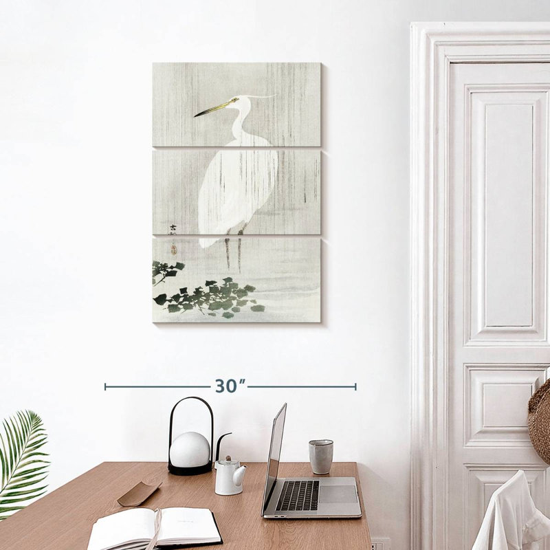 Egret In Rain, 32" H x 20" W