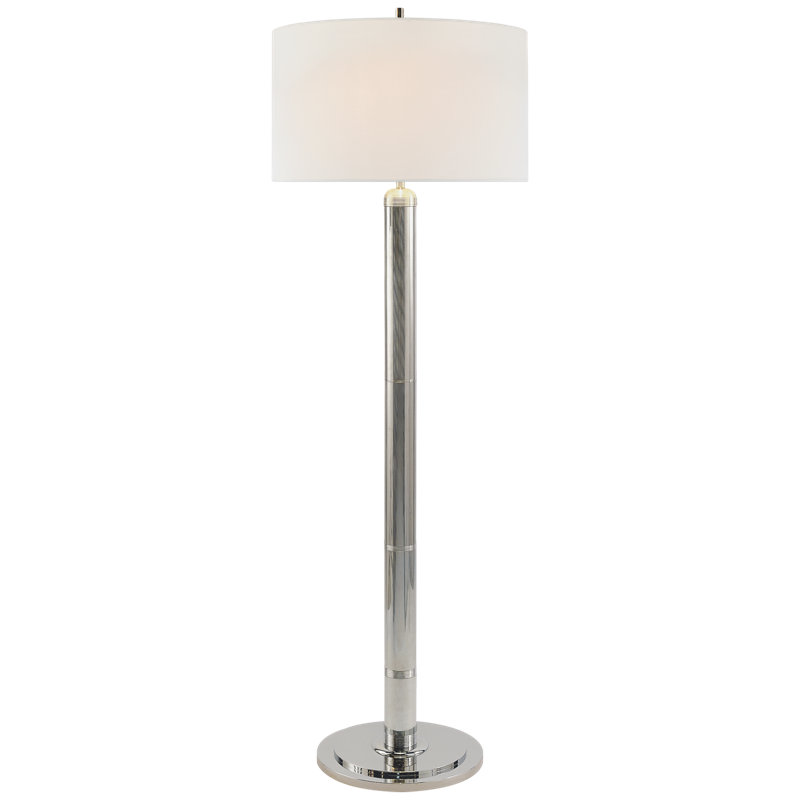 Thomas O'Brien Longacre Floor Lamp, Fabric, Polished Nickel