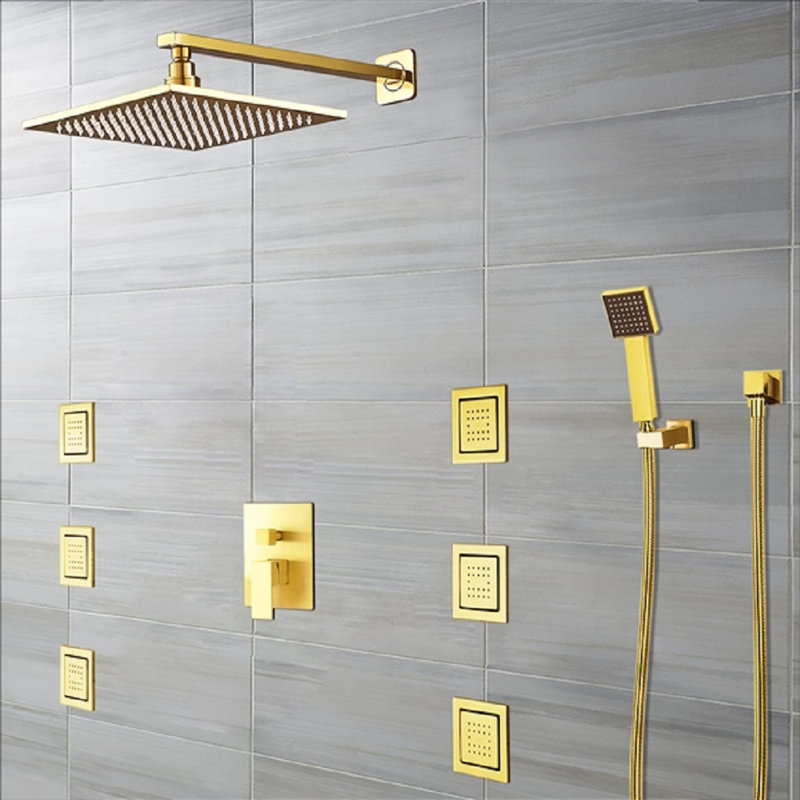 Ancona Wall Mount Gold Finish Shower Head Elegant High Quality Bathroom Fixture