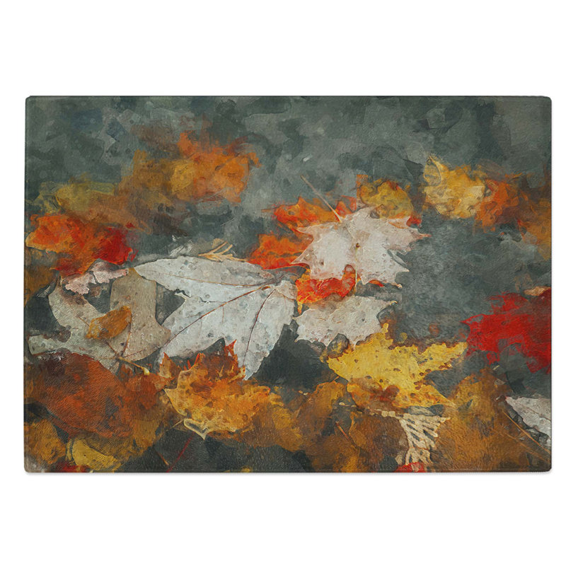 Glass Leaves in Autumn in Abstract Chopping Board, 28.5 cm W x 20 cm L