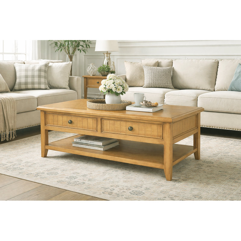 Beth Solid Wood Coffee Table, European Yellow