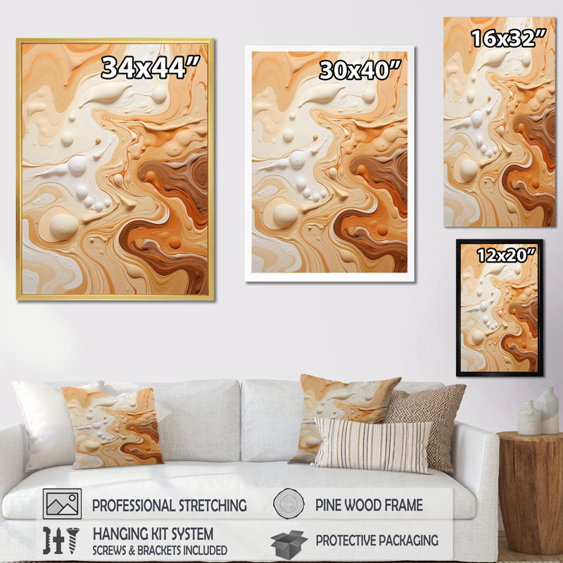 Abstrait Mirage Macchiato - Art mural abstrait, salon, Toile tendue, H 44 po x l 34 po