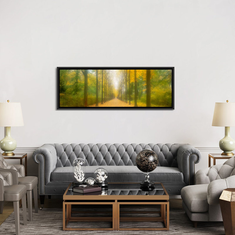 Chemin de chemin de fer, Allemagne, reproduction de photo panoramique sur toile, H 12 po x l 36 po x P 1,5 po, Cadre noir