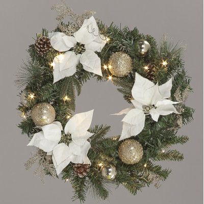 Faux Lighted 60cm Wreath