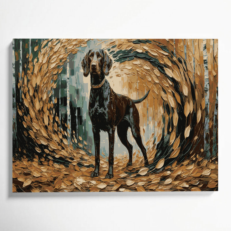Dogs German Wirehaired Pointer, art mural sur toile brune, H 20 po x l 24 po